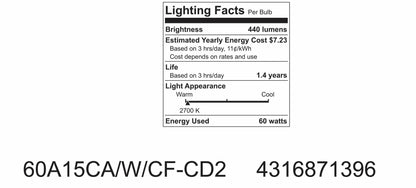 GE Lighting A15 Ceiling Fan Decorative Light Bulb, Soft White Finish, 60-Watts, Candelabra Base, 2-Pack