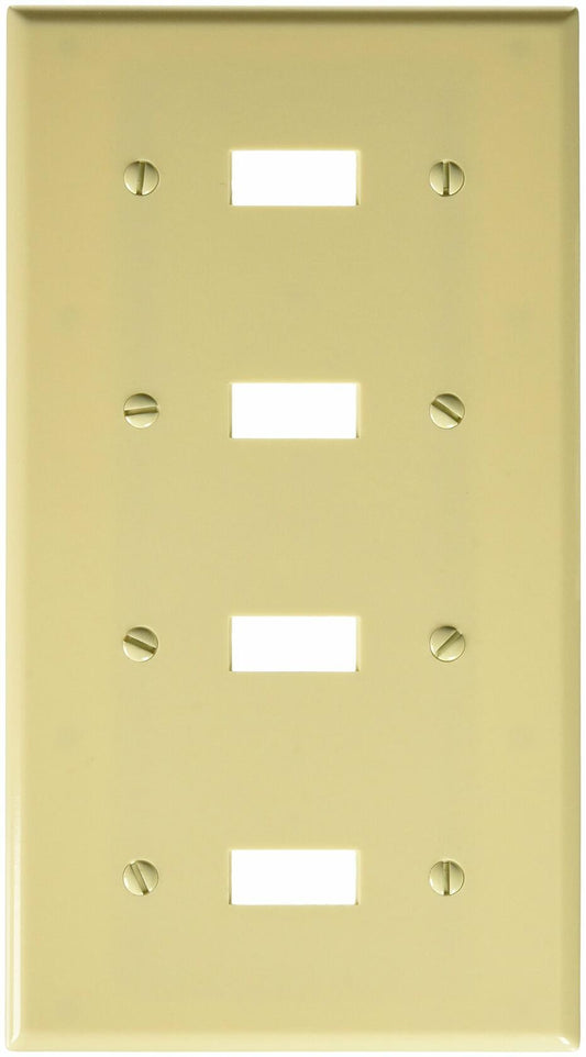 Leviton 86012 4-Gang Toggle Device Switch Wallplate, Standard Size, Thermoset, Device Mount, Ivory