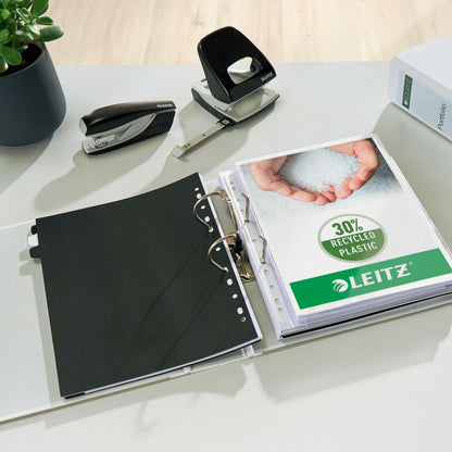 Leitz 2-Ring 3-Inch Premium Linen Textured A4 Sized European Binder, Black (1010-BK)