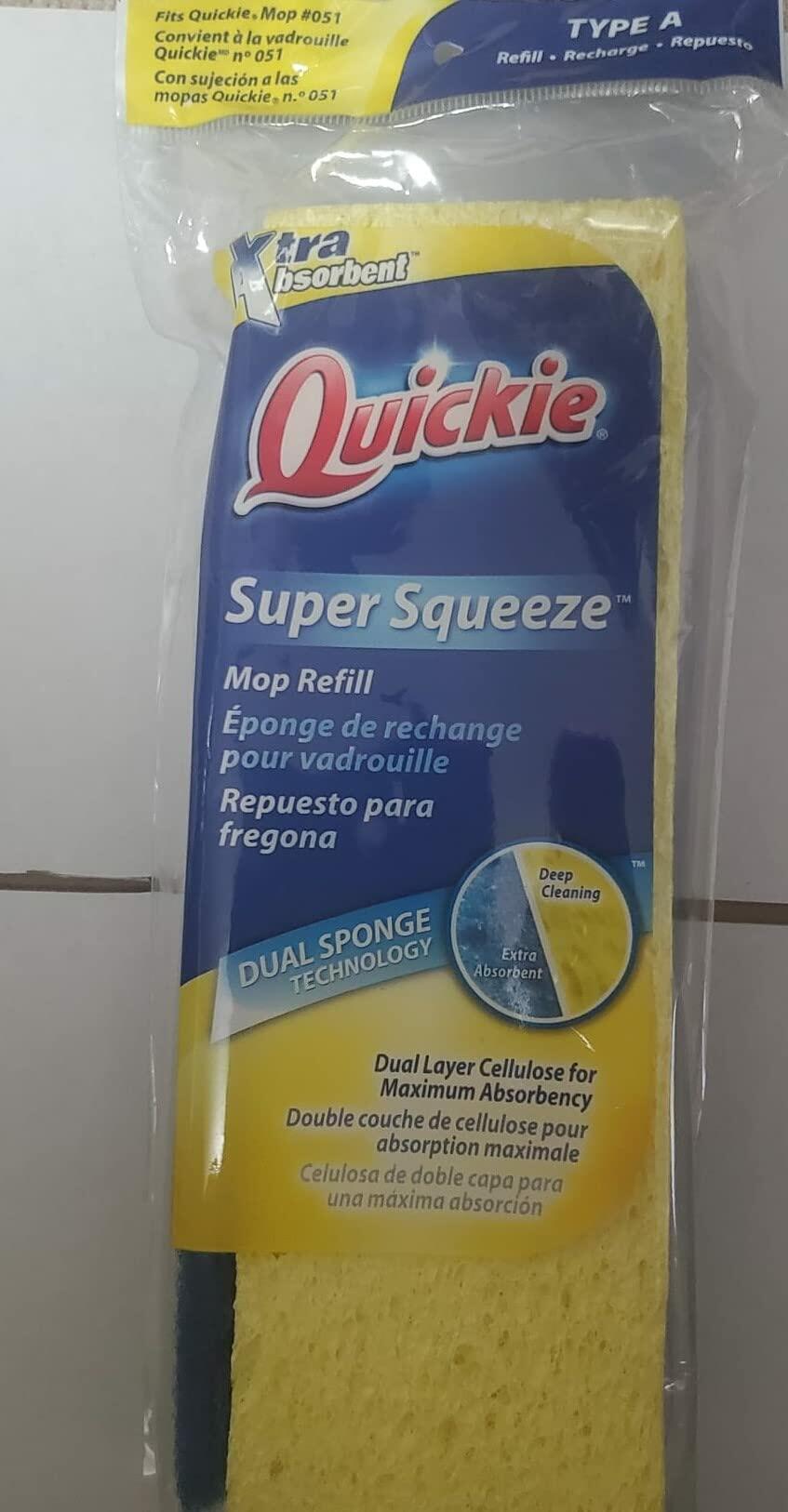 Quickie Sponge Refill, Super Squeeze Mop Refill, Scrubber Strip Included, Clean Bathroom and Kitchen