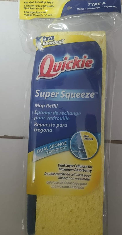 Quickie Sponge Refill, Super Squeeze Mop Refill, Scrubber Strip Included, Clean Bathroom and Kitchen