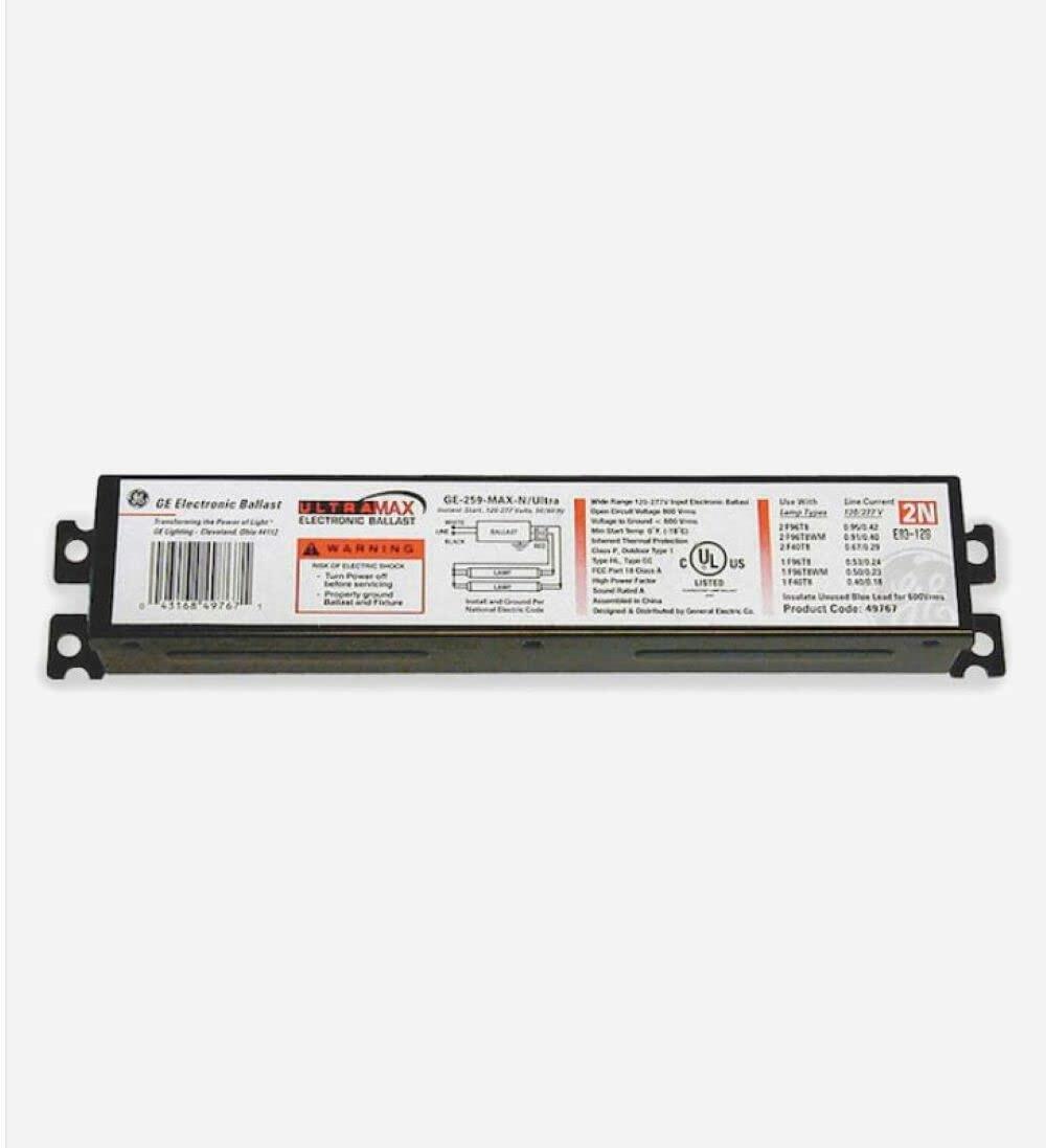 GE Lighting UltraMax Proline Electronic Ballast, 120/277 Volt Instant Start Ballast, Normal Ballast Factor, Ballast for Fluorescent Light (1) or (2) Lamp T8