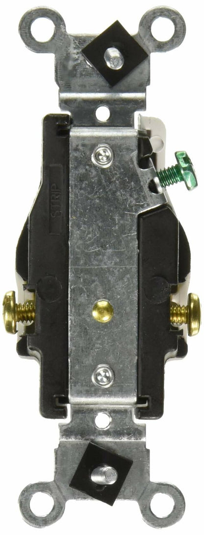 Leviton Single Receptacle Outlet Commercial Specification Grade Smooth Face 20 Amp 250 Volt, Side Wire NEMA 6-20R 2-Pole 3-Wire, White, 5821-W