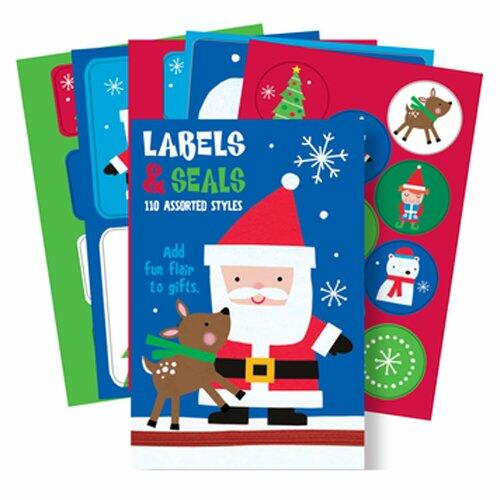 The Gift Wrap Company Tag Label and Seal Sticker Book, North Pole Toss, Multicolor