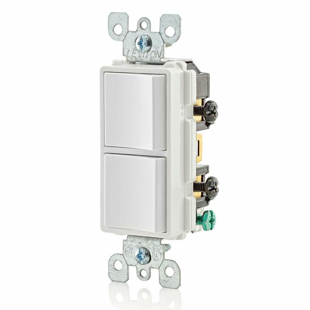 Leviton 5634-W 15 Amp, 120/277 Volt, Decora Single-Pole, AC Combination Switch, Commercial Grade, Grounding, White