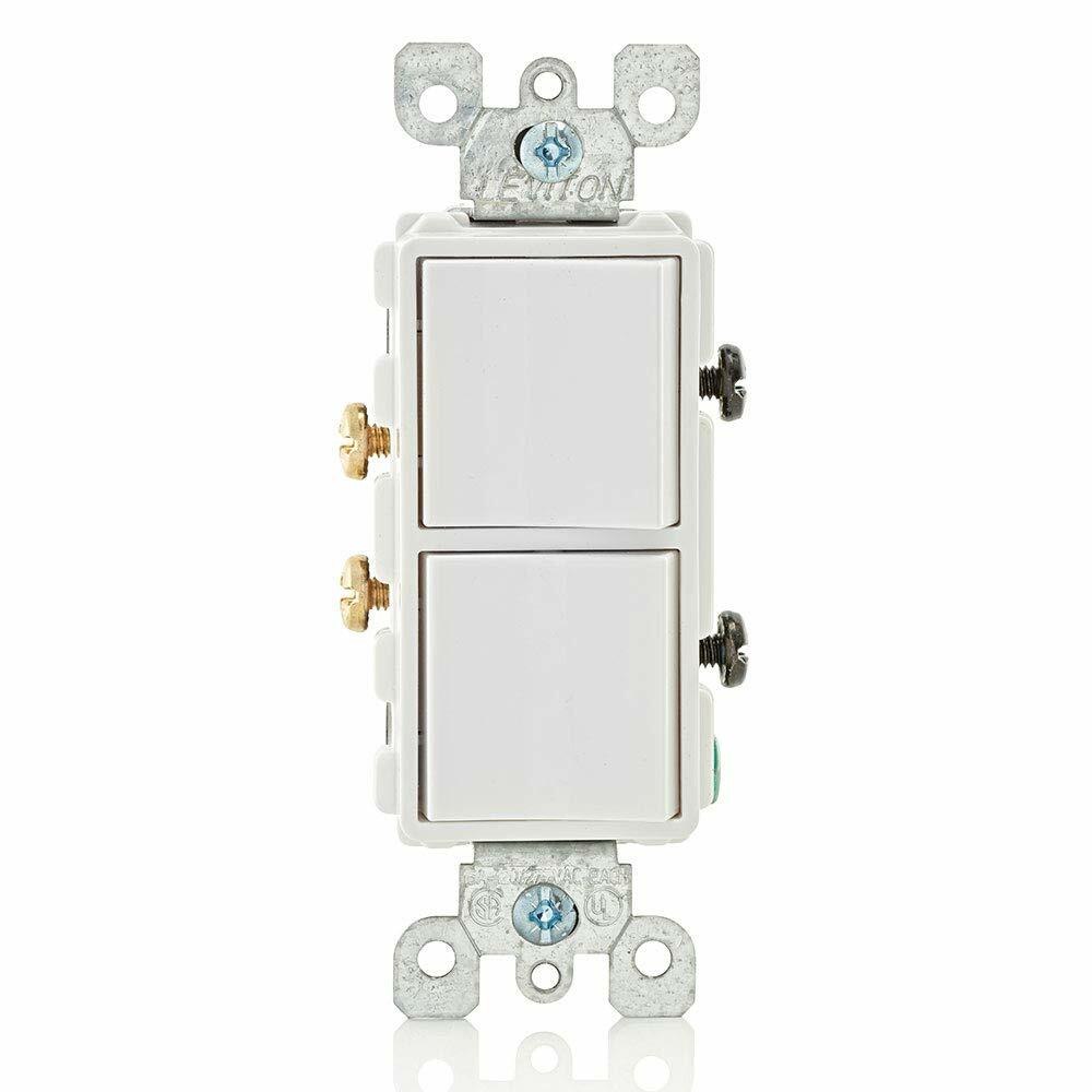 Leviton 5634-W 15 Amp, 120/277 Volt, Decora Single-Pole, AC Combination Switch, Commercial Grade, Grounding, White