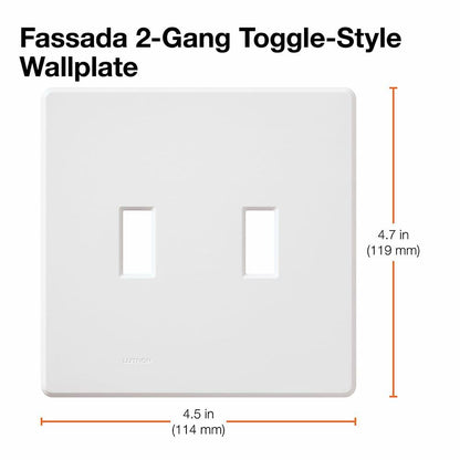 Lutron Fassada 2 Gang Wallplate for Toggle-Style Dimmer and Switches, FW-2-WH, White (1-Pack)