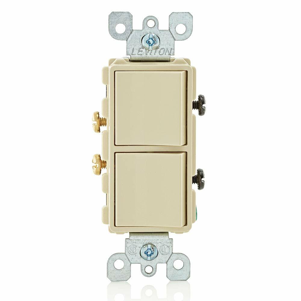 Leviton 5634-I 15 Amp, 120/277 Volt, Decora Single-Pole, AC Combination Switch, Commercial Grade, Grounding, Ivory