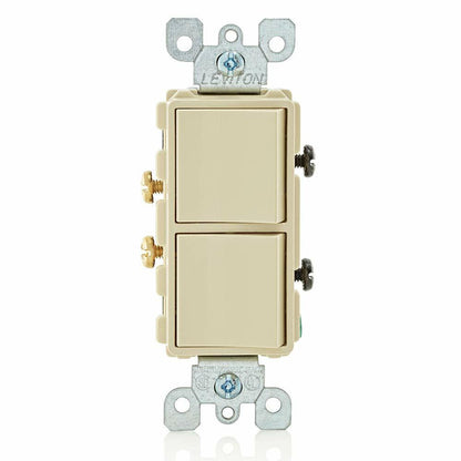 Leviton 5634-I 15 Amp, 120/277 Volt, Decora Single-Pole, AC Combination Switch, Commercial Grade, Grounding, Ivory