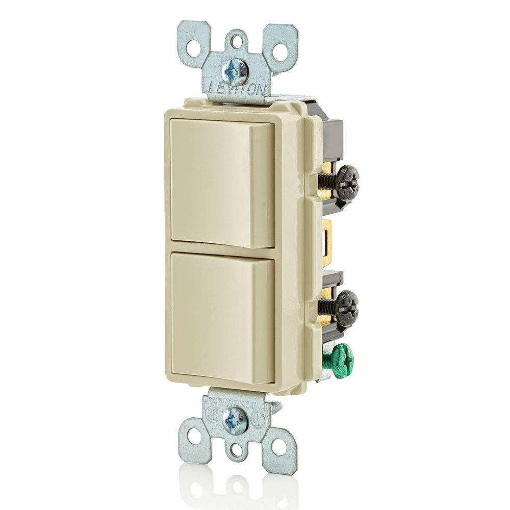 Leviton 5634-I 15 Amp, 120/277 Volt, Decora Single-Pole, AC Combination Switch, Commercial Grade, Grounding, Ivory
