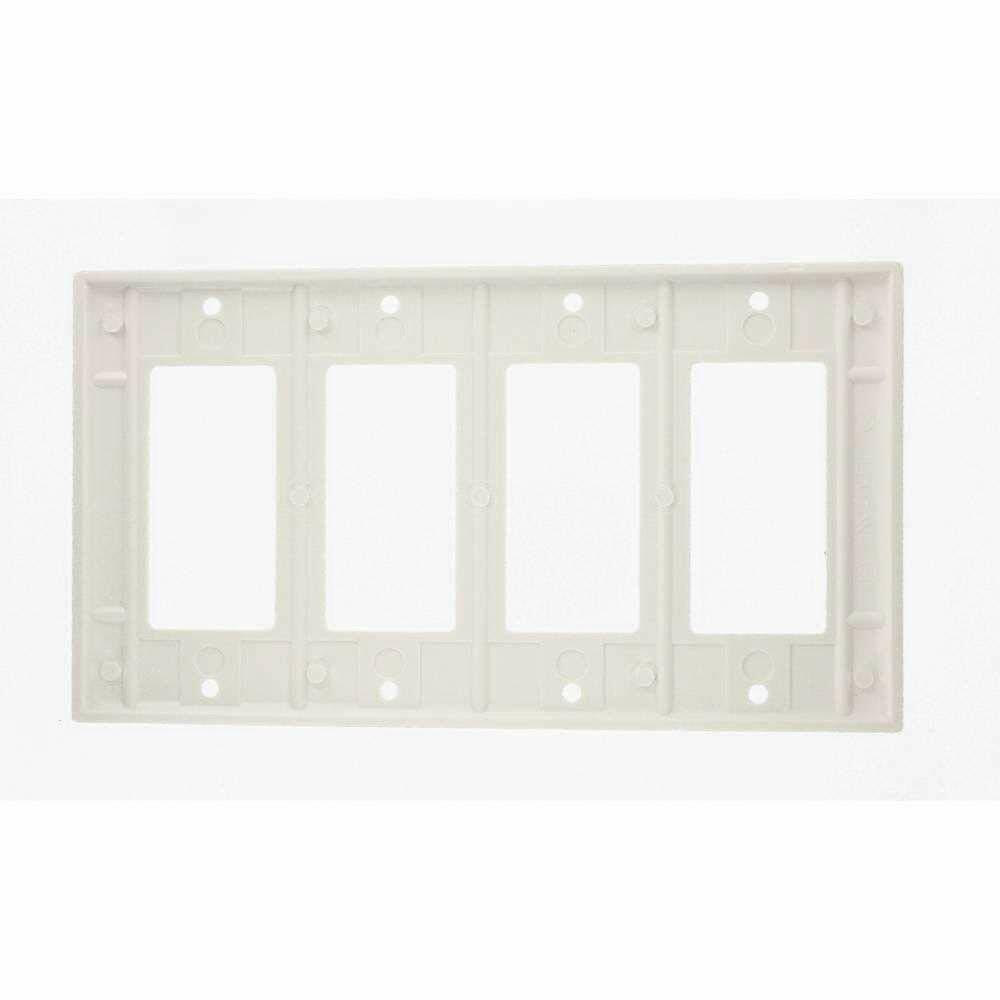 Leviton 80412-W 4-Gang Decora/GFCI Device Decora Wallplate, Standard Size, Thermoset, Device Mount, White