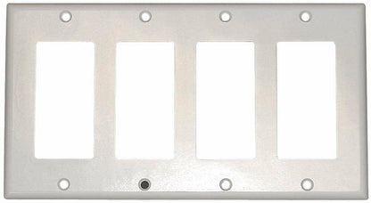 Leviton 80412-W 4-Gang Decora/GFCI Device Decora Wallplate, Standard Size, Thermoset, Device Mount, White