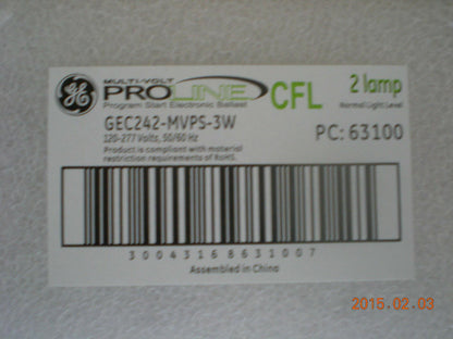 GE 63100 - GEC242-MVPS-3W Compact Fluorescent Ballast