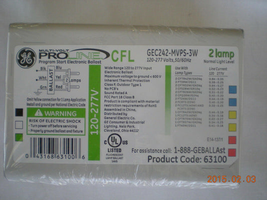 GE 63100 - GEC242-MVPS-3W Compact Fluorescent Ballast