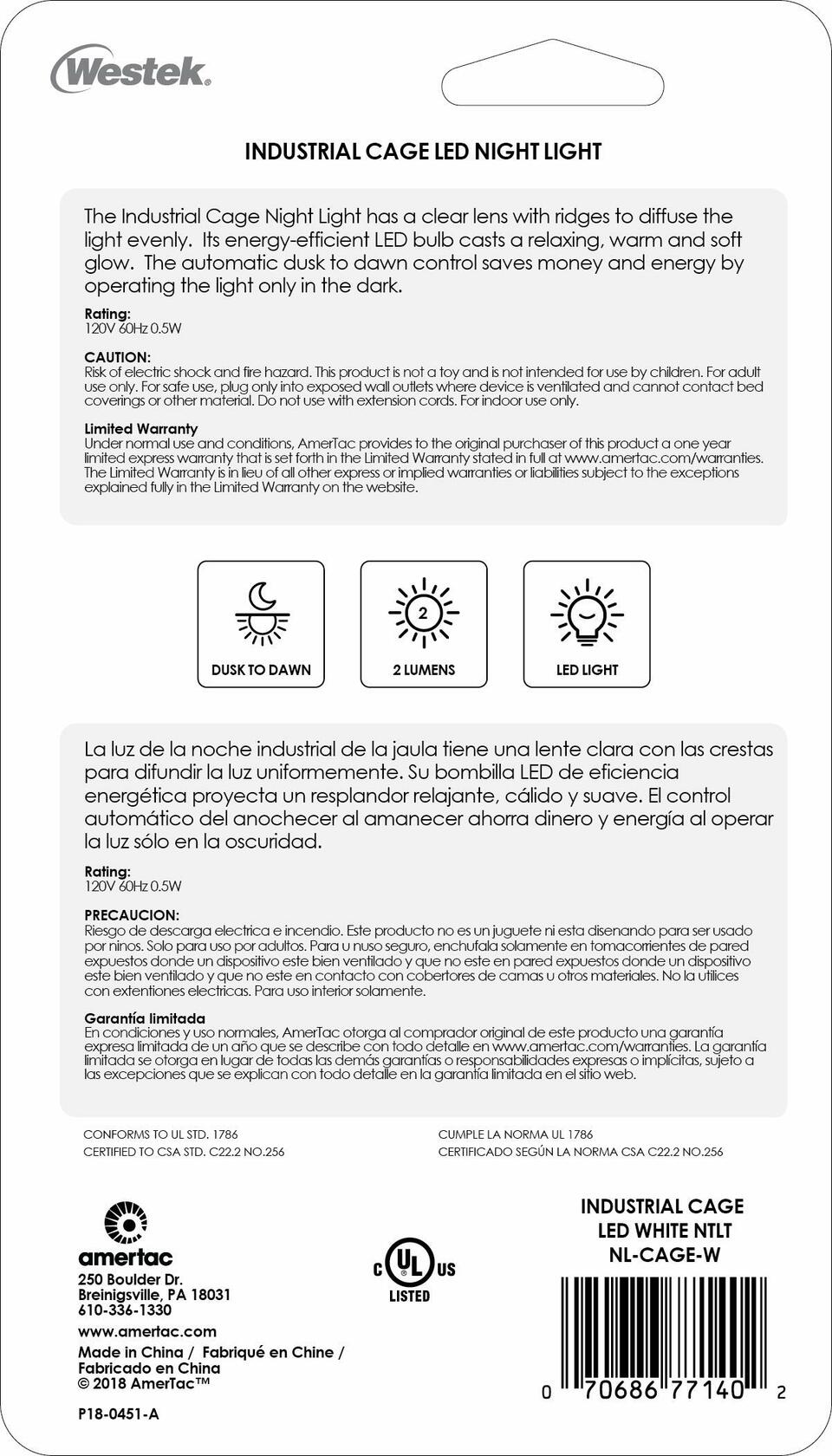 Westek NL-CAGE-N Nite & Specialty Lites, Satin Nickel