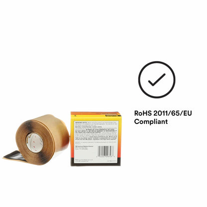 3M Scotch Rubber Mastic Tape 2228, 2 in x 10 ft, Black, Conformable, Self�Fusing, Electrical Insulating, Moisture Sealing, Indoor and Outdoor Applications, 65 mil thick, 1 Roll