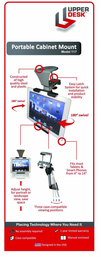 Upper Desk Universal Portable Cabinet Mount for Tablet PCs and Smart Phones
