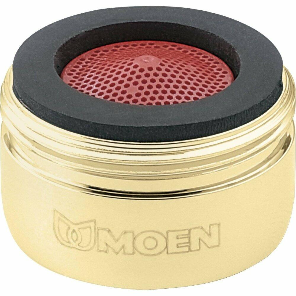 Moen 3919P Aerator, 2.2 GPM, Male Thread, Polished Brass