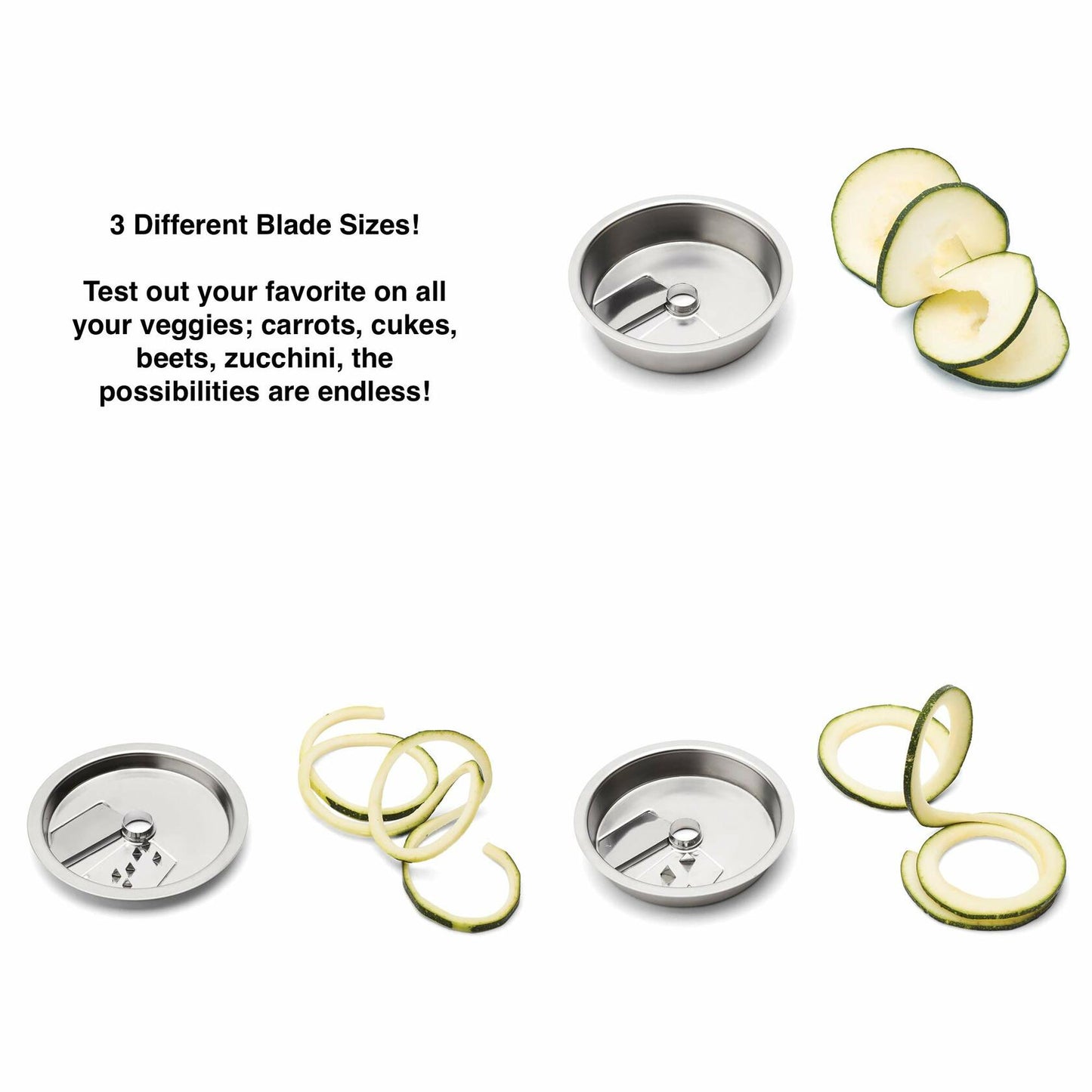 Jarware 3 in 1 Mason Jar Spiralizer Lid, Wide Mouth, Stainless Steel