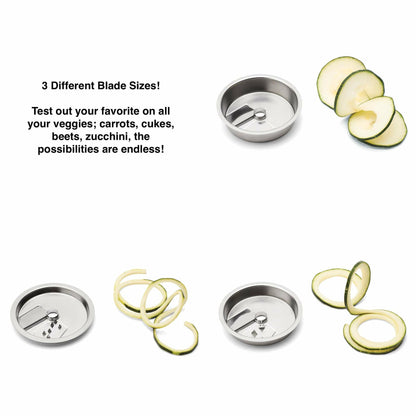 Jarware 3 in 1 Mason Jar Spiralizer Lid, Wide Mouth, Stainless Steel