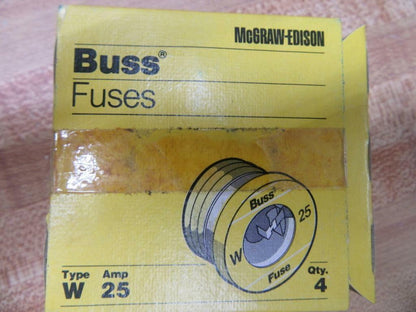 Bussmann W-25 Plug Fuse W25 Buss (Pack of 4)