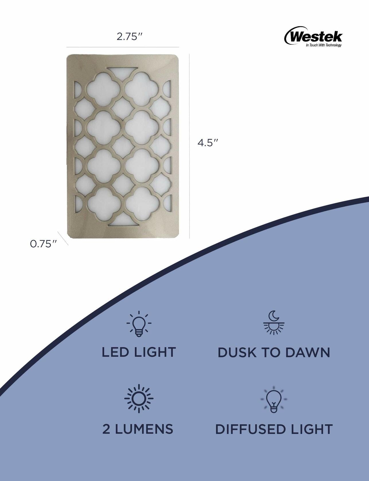 Westek NL-DPTG-N Night Lights, Nickel Finish