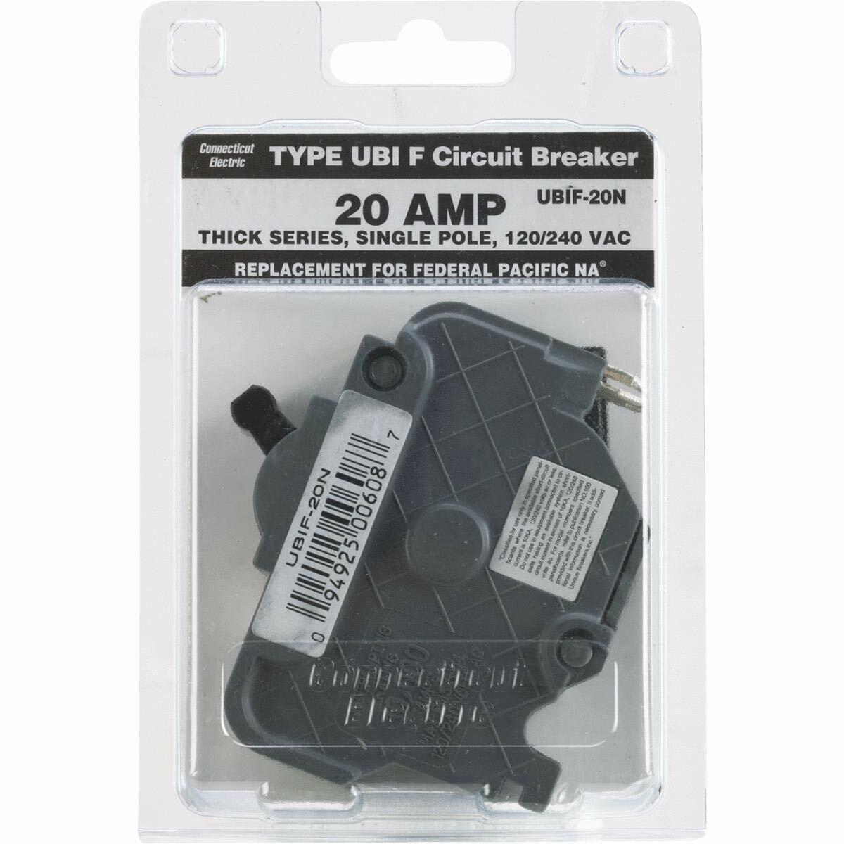 Thick Series Type FN 20 Amp Single Pole Circuit Breaker