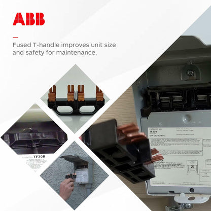 ABB TF30RCP • Weatherproof Fused AC Disconnect Switch • AC Disconnect 30A 240V • 1 Phase N3R • Horsepower Rated • 10kAIC
