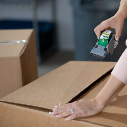 Duck EZ Start Packaging Tape, Single Roll with Dispenser, Clear Packing Tape for Mailing, Moving, Shipping & Storage, Quiet Easy Start Tape for Boxes & Shipping | Pack of 2