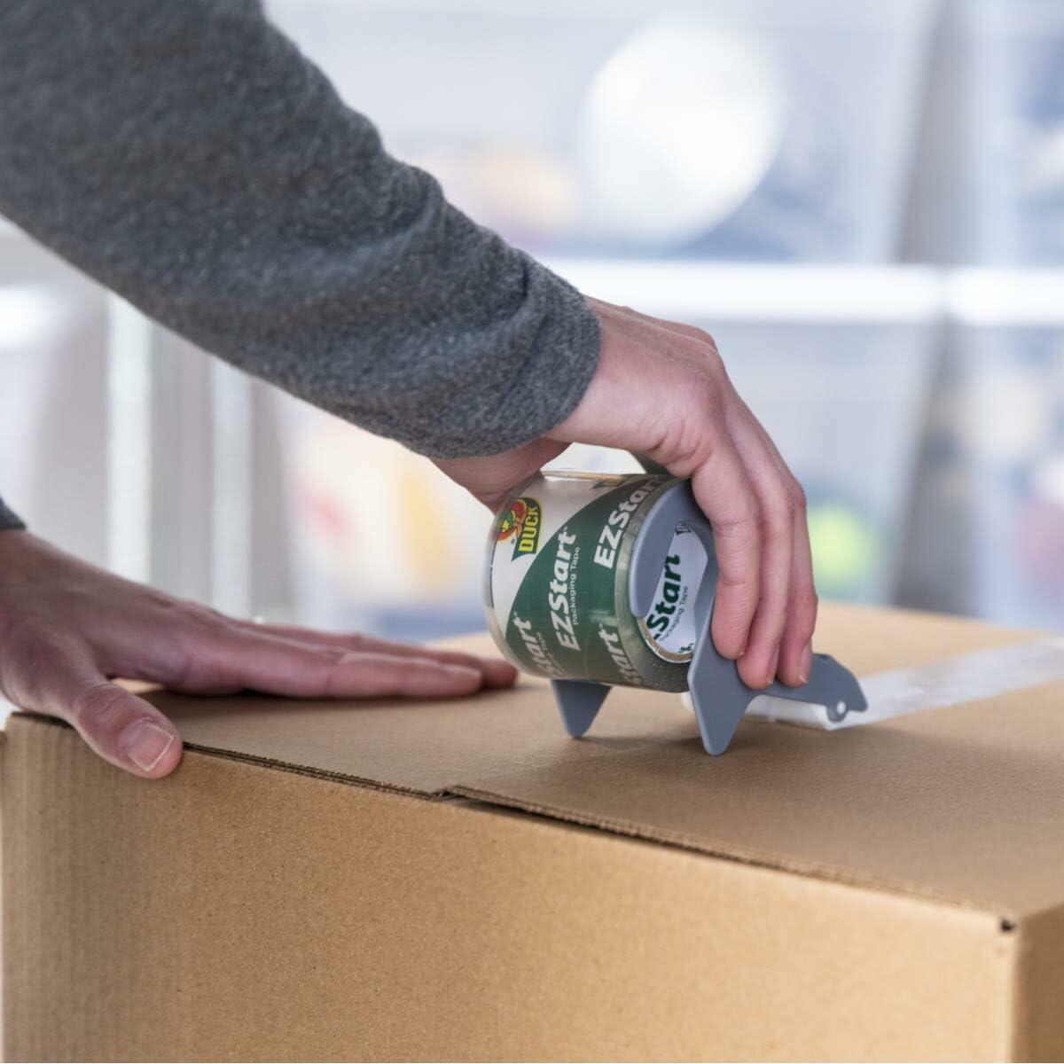 Duck EZ Start Packaging Tape, Single Roll with Dispenser, Clear Packing Tape for Mailing, Moving, Shipping & Storage, Quiet Easy Start Tape for Boxes & Shipping | Pack of 2