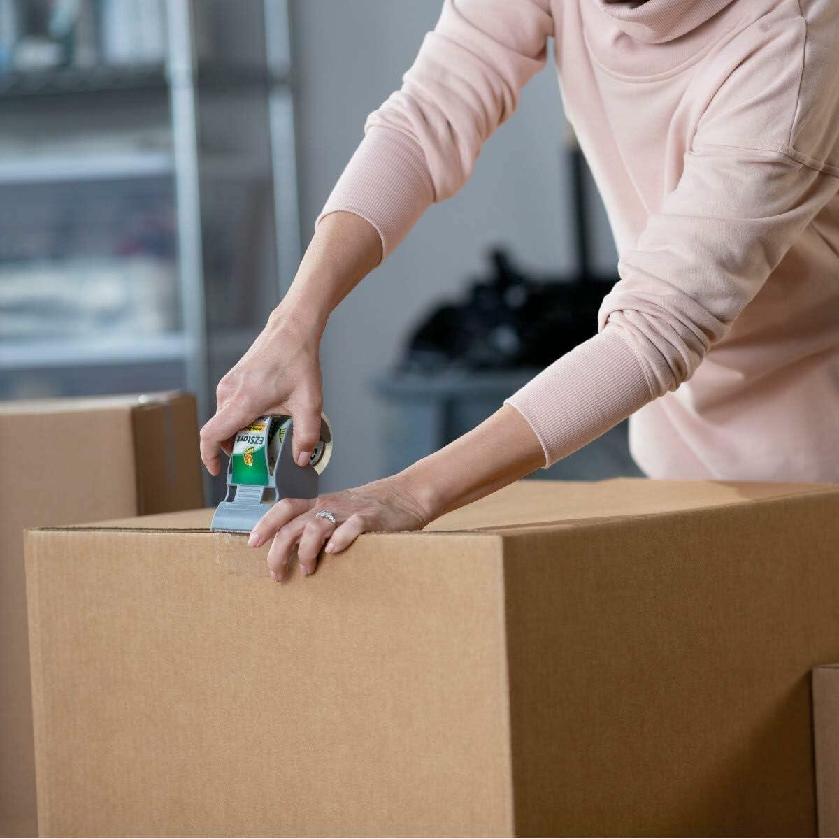 Duck EZ Start Packaging Tape, Single Roll with Dispenser, Clear Packing Tape for Mailing, Moving, Shipping & Storage, Quiet Easy Start Tape for Boxes & Shipping | Pack of 2