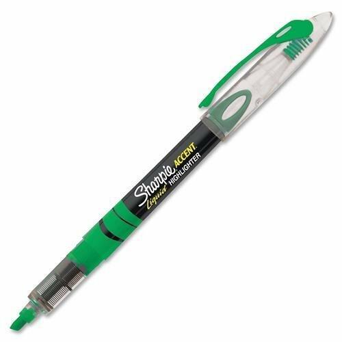 SHARPIE 1754468 Accent Pen-Style Liquid Highlighter - Micro Marker Point Type - Chisel Marker Point Style - Fluorescent Green Ink - 1 / Each