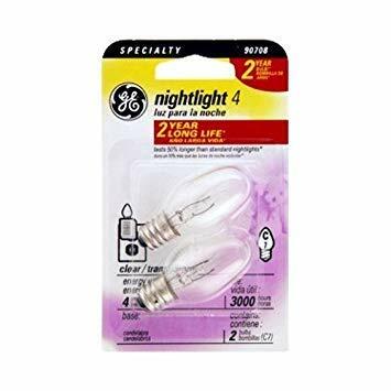 GE Lighting 43050 4 Watt White C7 Light Bulb With Candelabra Base 2 Count