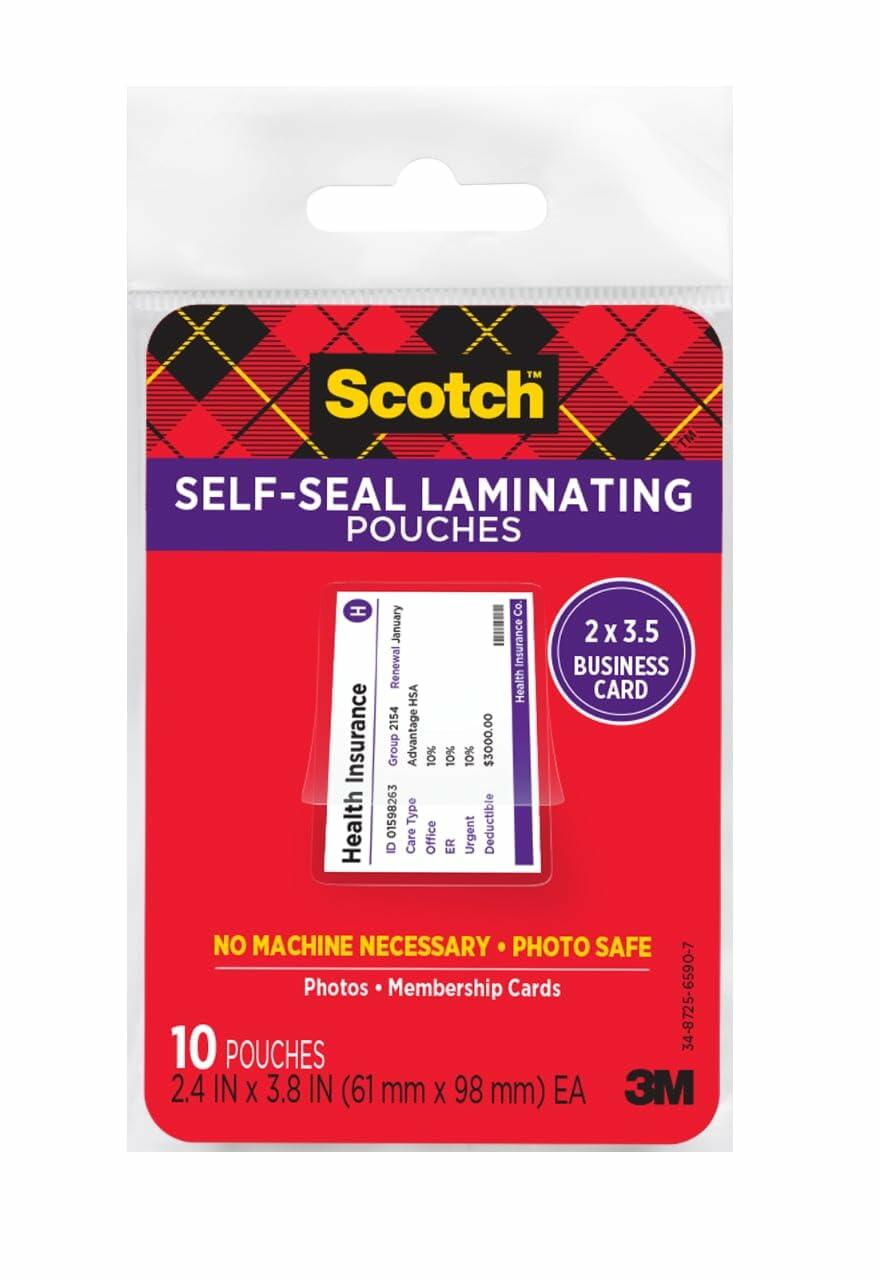Scotch Self-Sealing Laminating Pouches, Business Card Size (LS851-10G)