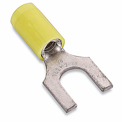 Stakon RC10-8F Fork Terminal, Standard, Nylon Insulated, 1-Inch Length by 0.37-Inch Width, Yellow, 50-Pack