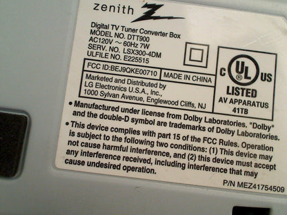 Zenith Digital Tuner Tv Converter Box Dtt900