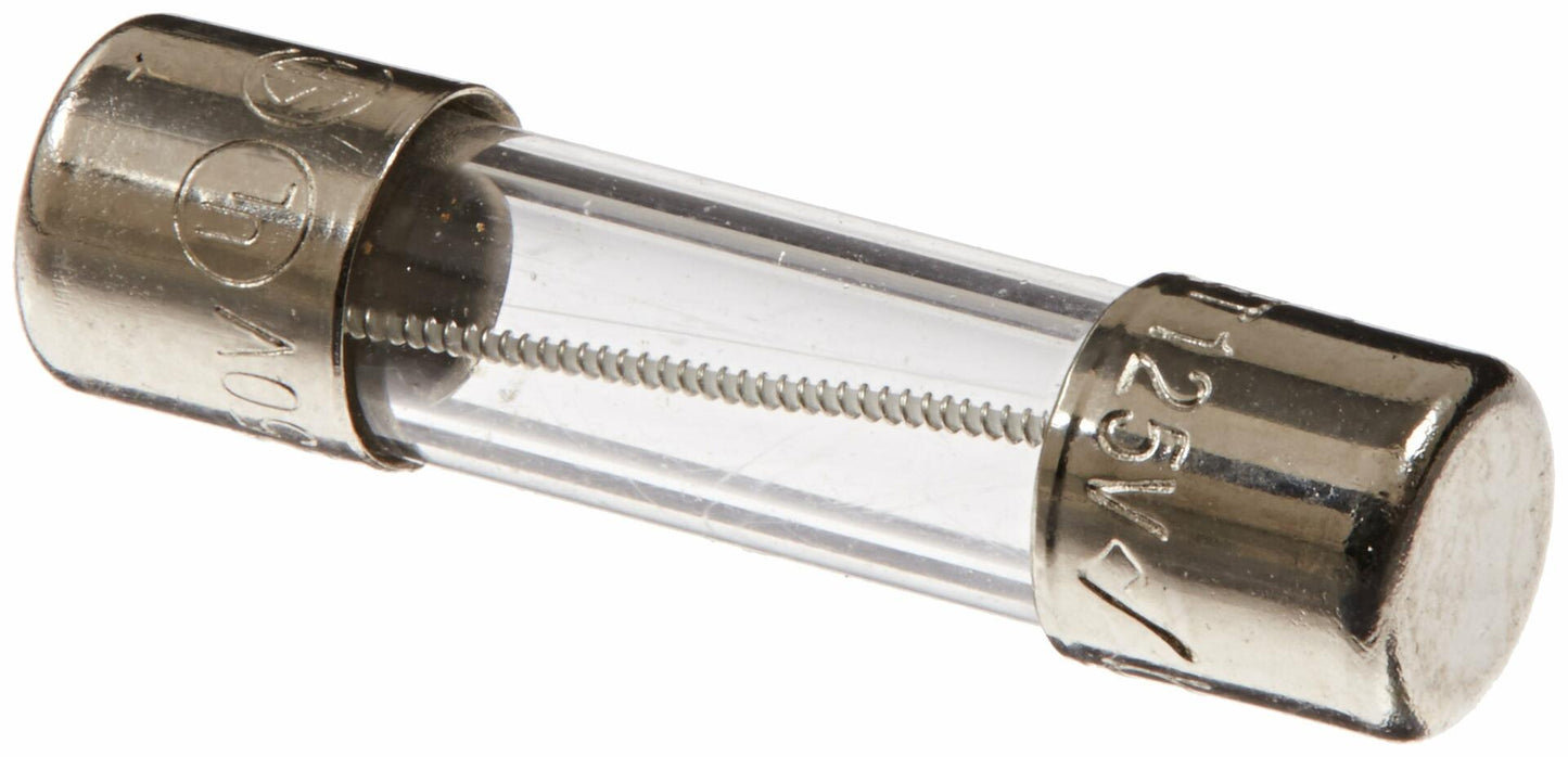 Mersen GGA Glass Time-Delay Electronic Fuse, 250VAC/125VAC, 100A/10kA, 1 Ampere, 5mm Diameter x 20mm Length