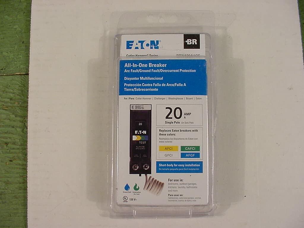 Cutler-Hammer Eaton BRN120A1CS BR 20A 120V 1-Pole Arc Fault/Ground Fault Circuit Breaker, Black