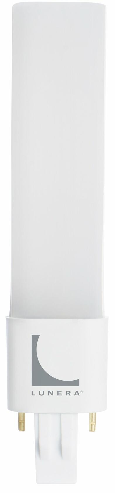 Lunera GX23 2-Pin Horizontal CFL LED Dimmable Light Bulb, 5W, 580 Lumen, 3000K CCT, Ballast or Line Driven, 4th Generation, Plug-and-Play 4-Pin Compact Fluorescent Lamp Replacement