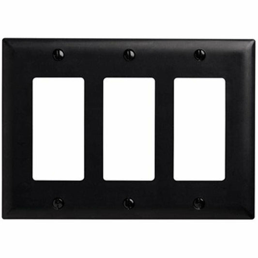 Legrand Tp263 Trademaster 3-Gang Decorator Outlet/Rocker Wall Plate - Black