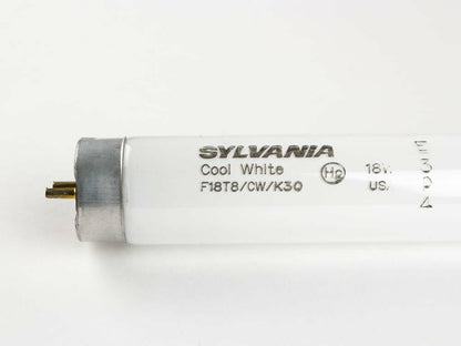 Sylvania 23030 F18T8 CW K 30 18 Watt Cool White Fluorescent Appliance Light Bulb 30 Length