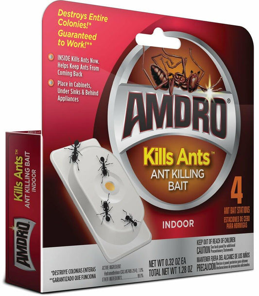 Amdro Ant Killing Bait Stations, for Indoor Use, 4 Pack
