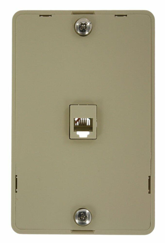 Leviton 40914-I Telephone Wall Phone Jack, 6P4C, Screw Terminal - Ivory