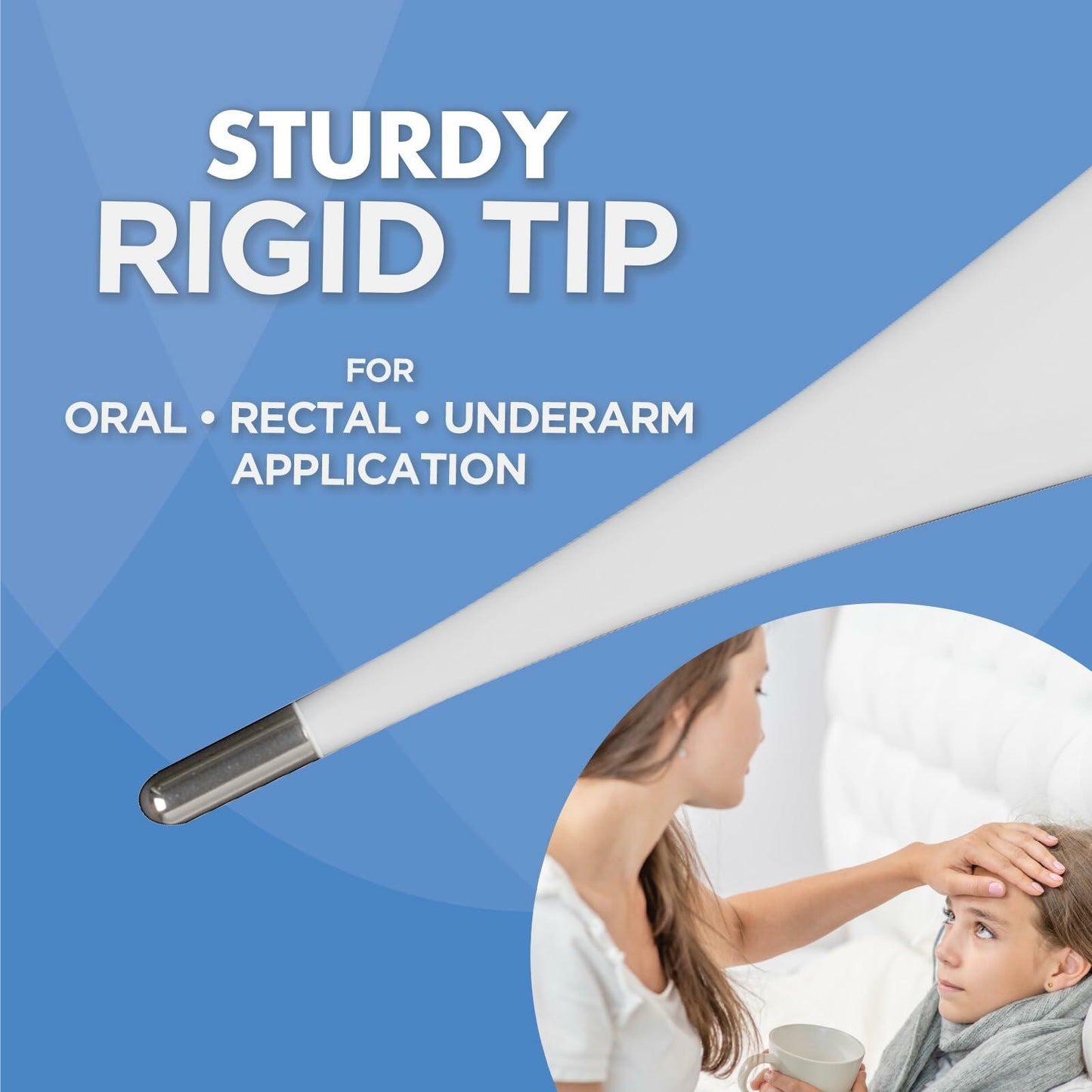 Veridian 60-Second Digital Thermometer | Fever Alert, Memory Recall | Rigid Tip | Water-Resistant | Case + Probe Covers