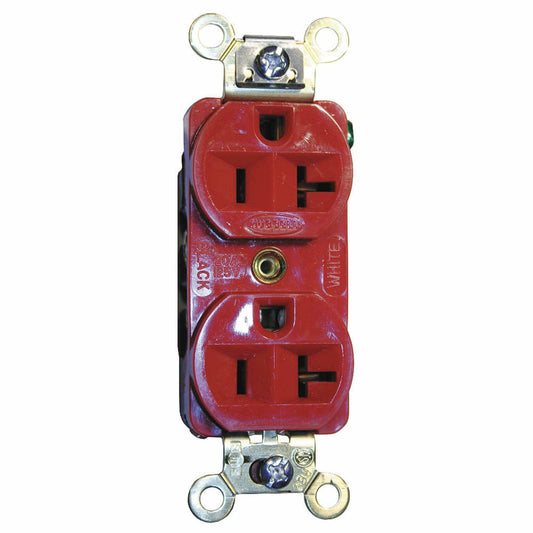 Hubbell Receptacle,Red,20 A,2P3W,Back; Side,1PK HBL5352R