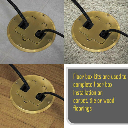 Hubbell Raco 6239BP Brass Plated Concealed Receptacle Floor Box Kit