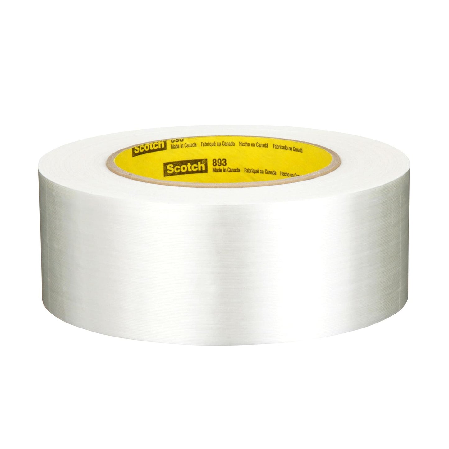 3M Scotch Filament Tape 893, Clear, 1.88" x 60 yd (48 mm x 55 m), 6 mil, Opaque, Recommended for High Strength Reinforcing, Heavy Duty Strapping, Sealing and Securing Boxes (1 Roll)