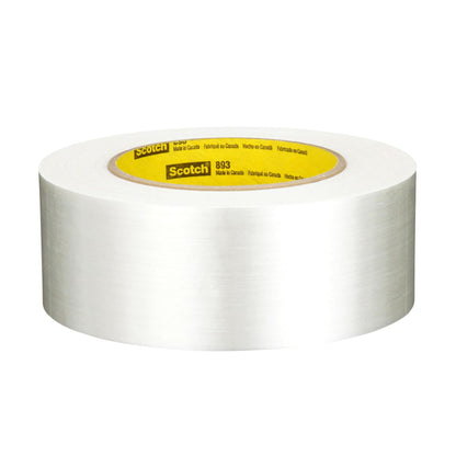 3M Scotch Filament Tape 893, Clear, 1.88" x 60 yd (48 mm x 55 m), 6 mil, Opaque, Recommended for High Strength Reinforcing, Heavy Duty Strapping, Sealing and Securing Boxes (1 Roll)