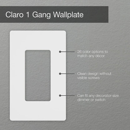 Lutron Claro Light Switch Cover Plate, 1 Gang Wallplate, for Decorator Light Switches, Rocker Light Switch Cover, Outlet Cover, Screwless Switch Plate Cover, Gloss, CW-1-WH, White