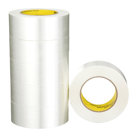 3M Scotch Filament Tape 893, Clear, 1.88" x 60 yd (48 mm x 55 m), 6 mil, Opaque, Recommended for High Strength Reinforcing, Heavy Duty Strapping, Sealing and Securing Boxes (1 Roll)